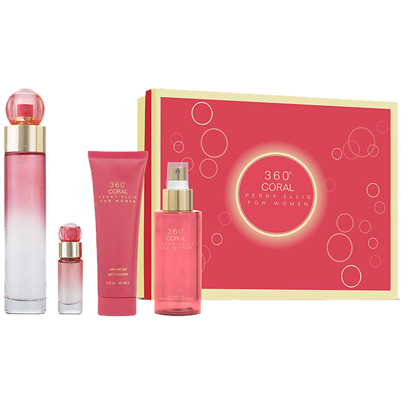PERRY ELLIS 360 CORAL FOR WOMEN 4PC SET