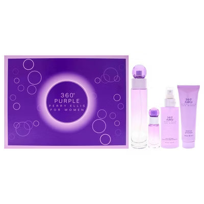 PERRY ELLIS 360 PURPLE FOR WOMEN 4PC SET