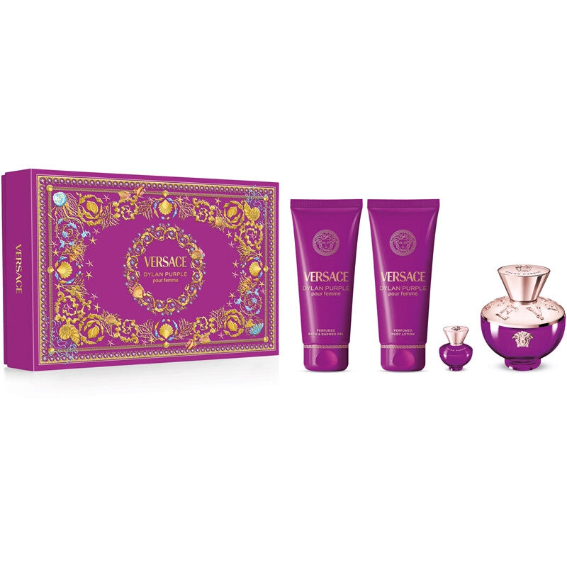 VERSACE DYLAN PURPLE POUR FEMME 4PC SET